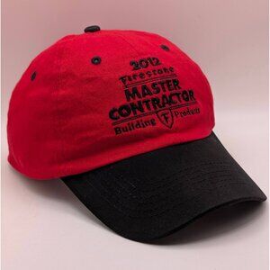 Firestone Master Contractor Baseball Cap Strap Back Hat Red Black 2012 Building